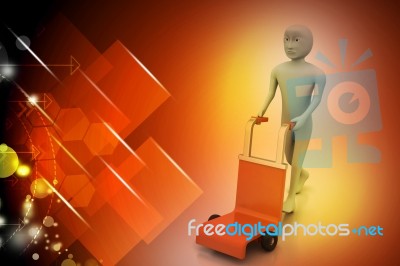 Man With Trolley For Delivery Stock Image