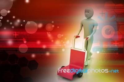 Man With Trolley For Delivery Stock Image