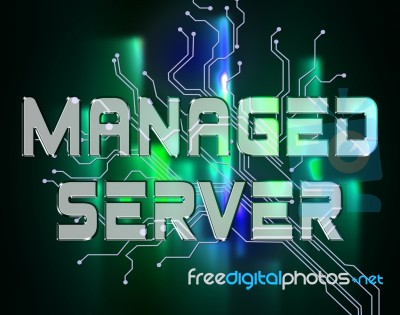 Managed Server Indicates Computer Servers And Connectivity Stock Image
