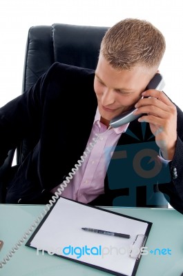 Manager Busy On Phone Stock Photo