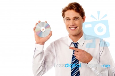 Manager Showing Compact Disc Stock Photo