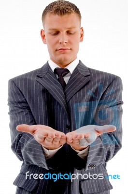 Manager Showing In Hand Gesture Stock Photo