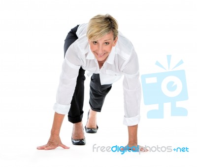 Manager Woman In A Start Position Stock Photo