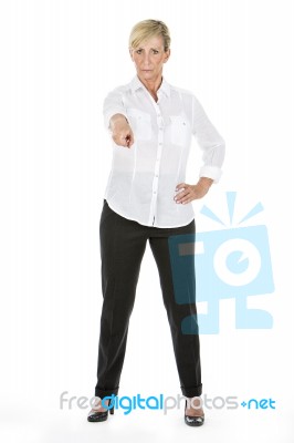 Manager Woman Pointing A Finger Stock Photo