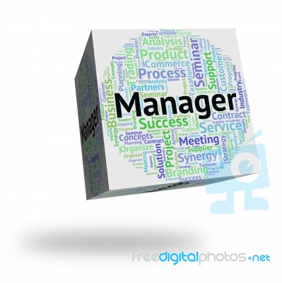 Manager Word Indicates Text Chief And Supervisor Stock Image