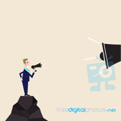 Manager,office Worker Or Businessman Holding Small Megaphone Stock Image