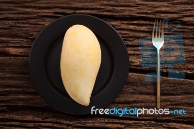 Mango Thai Fruit Still Life On Wooden Background Stock Photo