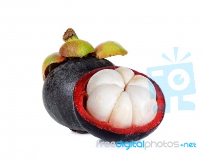 Mangosteen Isolated On The White Background Stock Photo