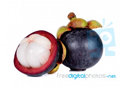 Mangosteen Isolated On The White Background Stock Photo