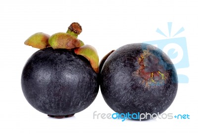 Mangosteen Isolated On The White Background Stock Photo