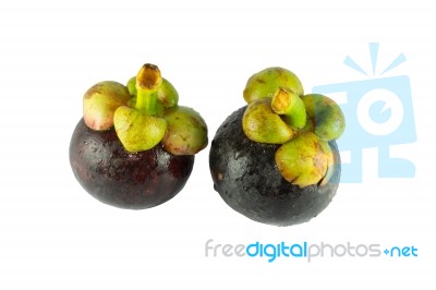 Mangosteen On White Background Stock Photo