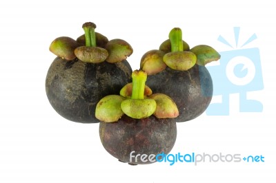 Mangosteen On White Background Stock Photo