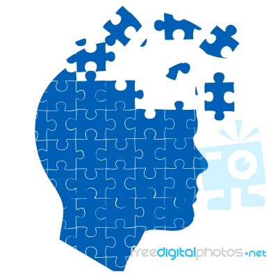 Mans Mind With Jigsaw Puzzle Stock Image