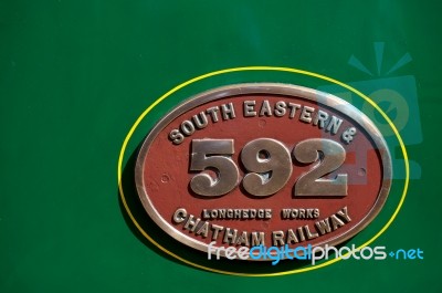 Manufacturers Plaque On C Class Steam Train At Sheffield Park St… Stock Photo