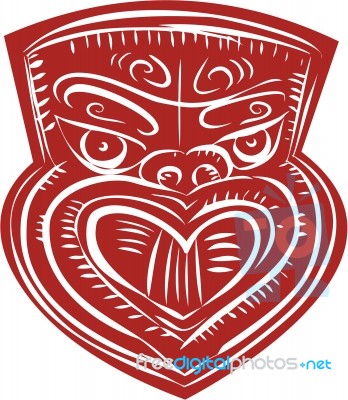 Maori Mask Etching Stock Image