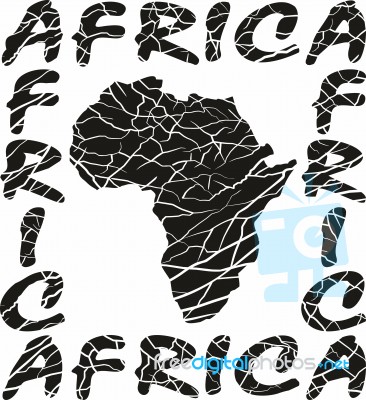 Map Africa - Background With Text And Texture Elephant Stock Image