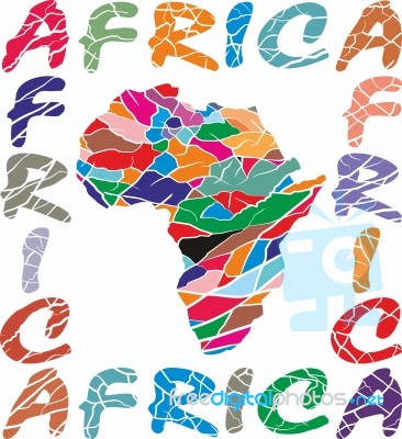 Map Africa - Color Background Texture Elephant Stock Image