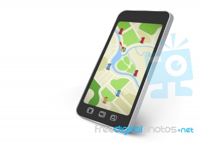Map On The Smartphone Screen Stock Image