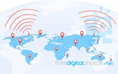 Map Pointer Mark On World Background Stock Image