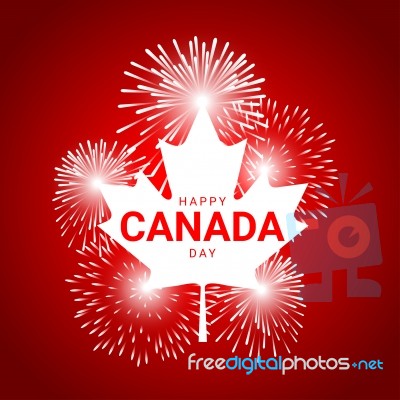 Maple Leaf  With Fireworks For National Day Of Canada Stock Image