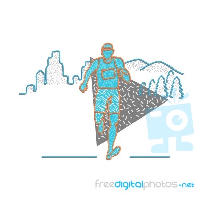 Marathon Runner Memphis Style Stock Image