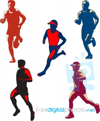Marathon Runner Retro Collection Stock Image