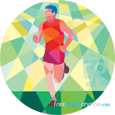 Marathon Runner Running Circle Low Polygon Stock Image