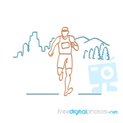 Marathon Runner Running Neon Sign Stock Image