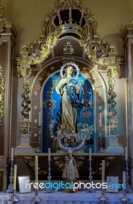 Marbella, Andalucia/spain - July 6 : Statue Of Madonna In The Ch… Stock Photo