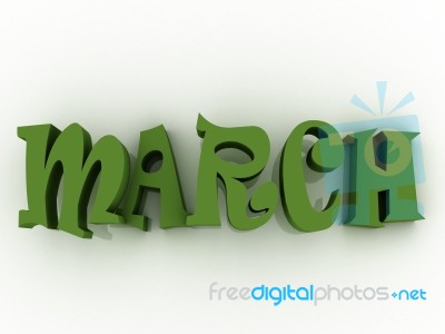 March Sign With Colour. 3d Paper Illustration Stock Image