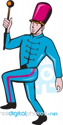 Marching Band Leader Baton Cartoon Stock Image
