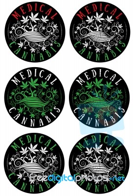 Marijuana Leaf Decorative Texture Stamps Stock Image