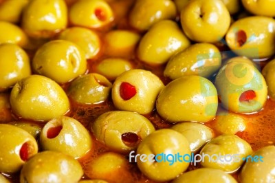 Marinated Olives Background Stock Photo