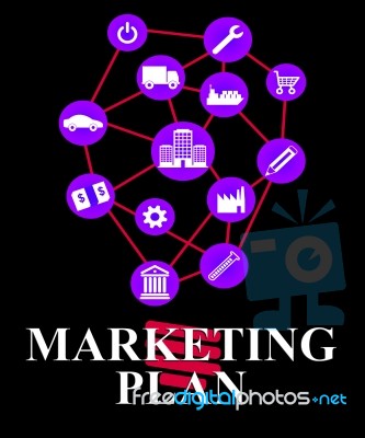 Marketing Plan Shows Emarketing Programme And System Stock Image