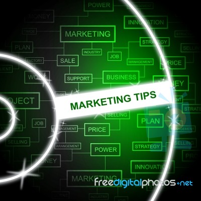 Marketing Tips Shows Email Lists And Advertising Stock Image