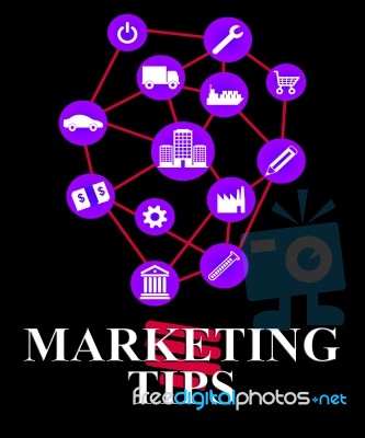 Marketing Tips Shows Emarketing Advice And Promotions Stock Image