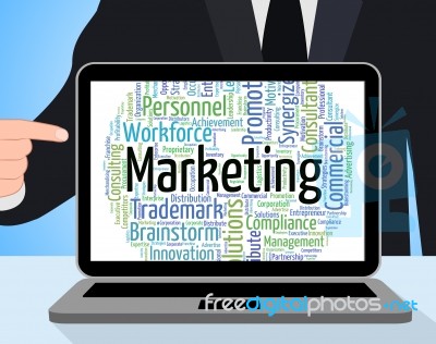 Marketing Word Represents Text Words And Advertising Stock Image