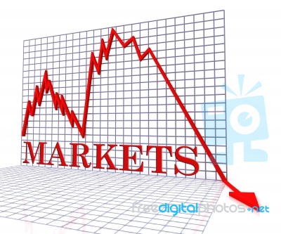 Markets Graph Negative Indicates Investments Down 3d Rendering Stock Image