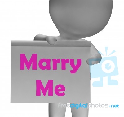 Marry Me Sign Shows Marriage Proposal And Engagement Stock Image