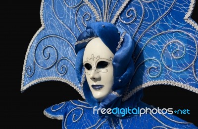 Mask From The Venetian Carnival Isolated On Black Background Stock Photo