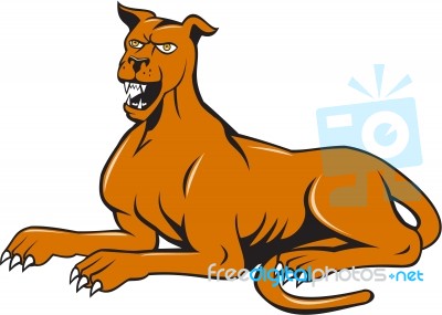 Mastiff Dog Mongrel Barking Sitting Cartoon Stock Image