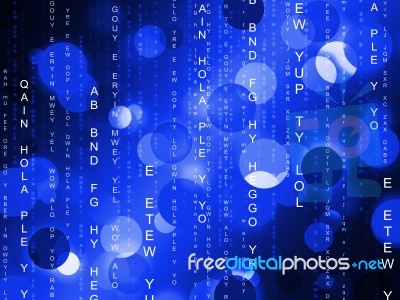 Matrix Background Shows Digital Programming And Futuristic Stock Image