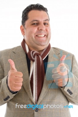 Mature Man Showing Thumbs Up Stock Photo