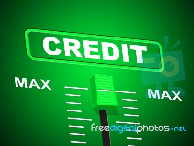 Max Credit Shows Debit Card And Banking Stock Image