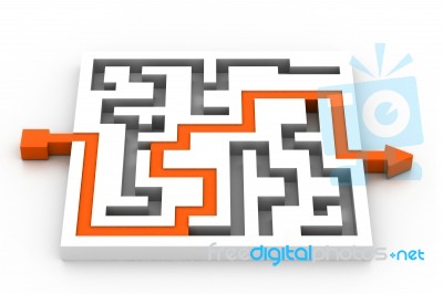 Maze Puzzle Solved Stock Image