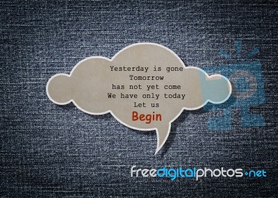 Meaningful Quote On Paper Cloud With Denim Background Stock Photo