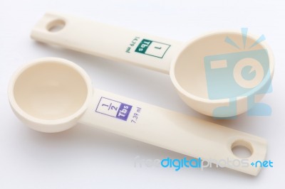 Measuring Spoons On White Background Stock Photo