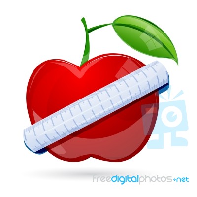 Measuring Tape Around Apple Stock Image