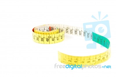 Measuring Tape On White Stock Photo