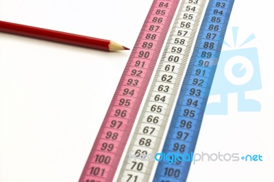 Measuring Tape With Pencil Stock Photo